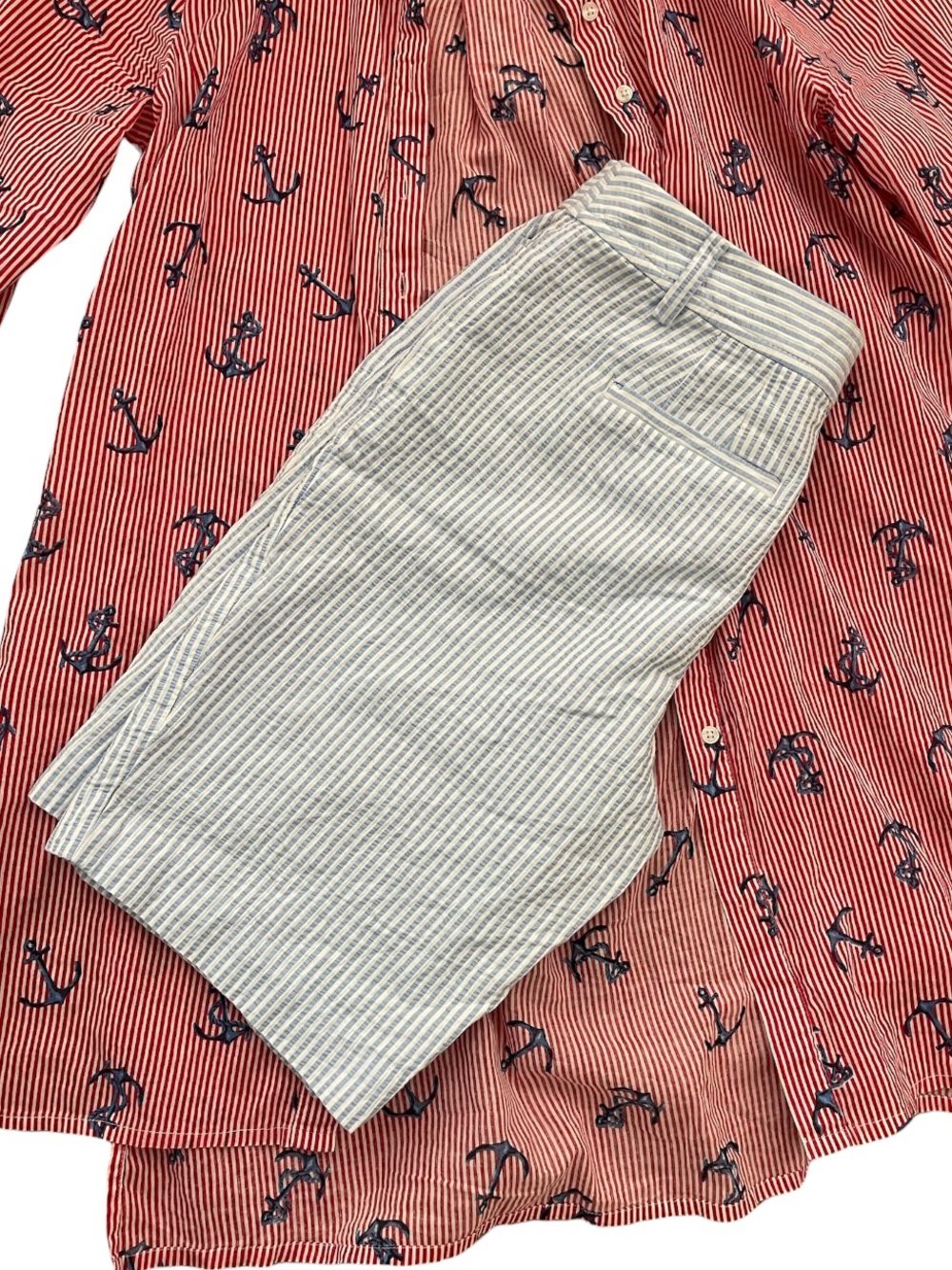Talbots Perfect Short 10.5” Seersucker Bermuda Shorts Blue White Stripe Size 4